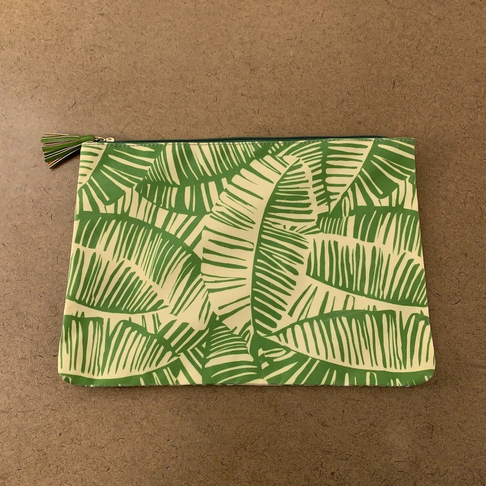 CHICO'S Green Palm Leaves Palm Fronds Cosmetic Bag New